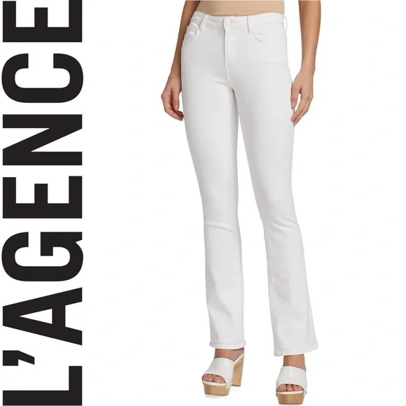 NWOT L'AGENCE Selma High Rise Sleek Baby Boot Jeans Blanc Size 25 Revolve $255 - Picture 4 of 14